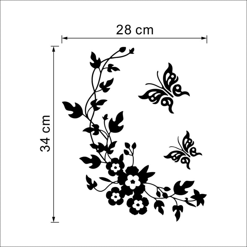 Removable Flowers and Vine butterfly Vinyl Decal