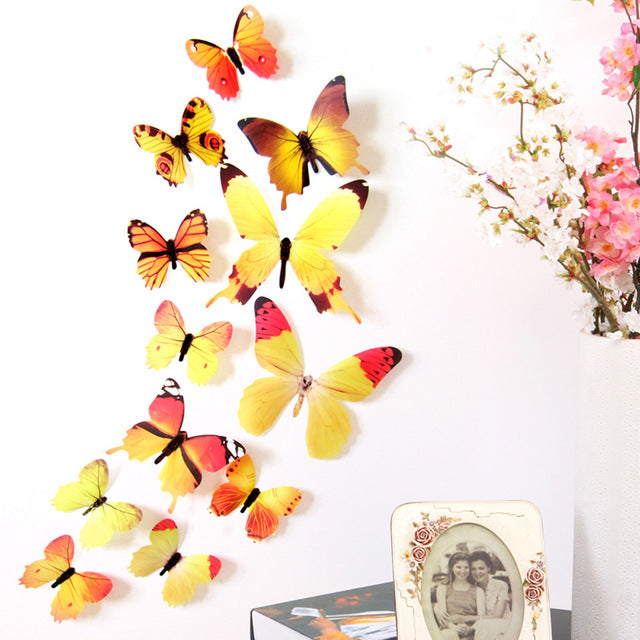 3D Cute Butterfly Rainbow Wall Stickers